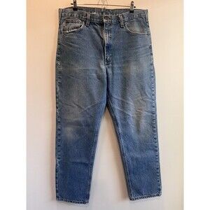 Carhartt Jeans Mens 38x32 Blue Denim Traditional Fit B18 DST Distressed